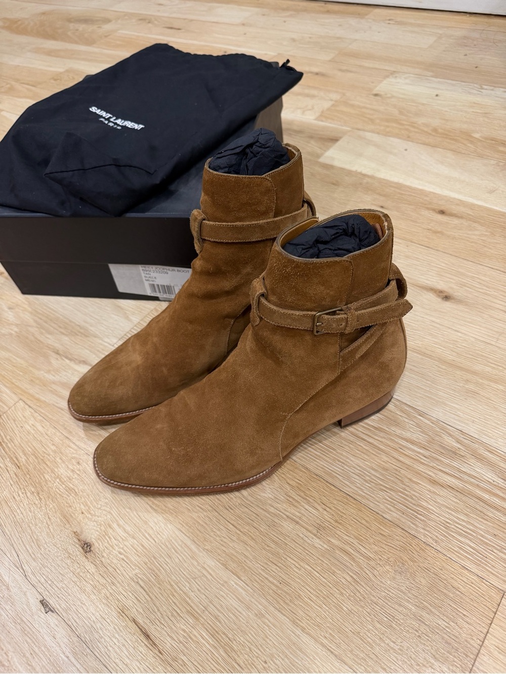 Saint Laurent Men's Tan Heidi Jodphur Chelsea Boot